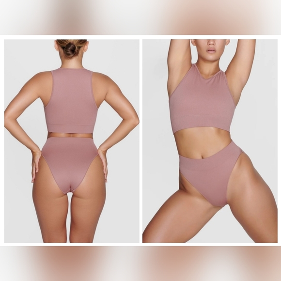 SKIMS Other - 2pcs-SKIMS STRETCH RIB IN ROSE CLAY/NWT/L/XL- BRIEF & HIGH …